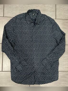 Express Men’s Navy & White Slim Fit Button-Up Shirt Size XL Like New